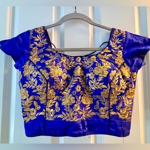 Royal Blue Gold Embroidered Lengha with Dupatta, size 32,26 waist, skirt 39 in.